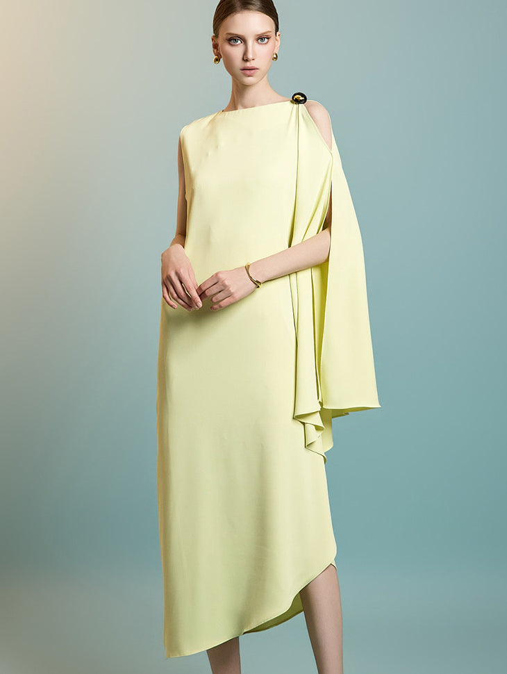 D9543 Asymmetric Sleeve Dress