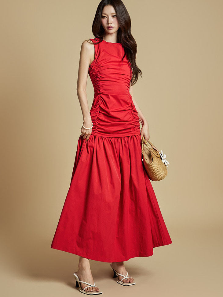 D9548 Shirring Maxi Dress