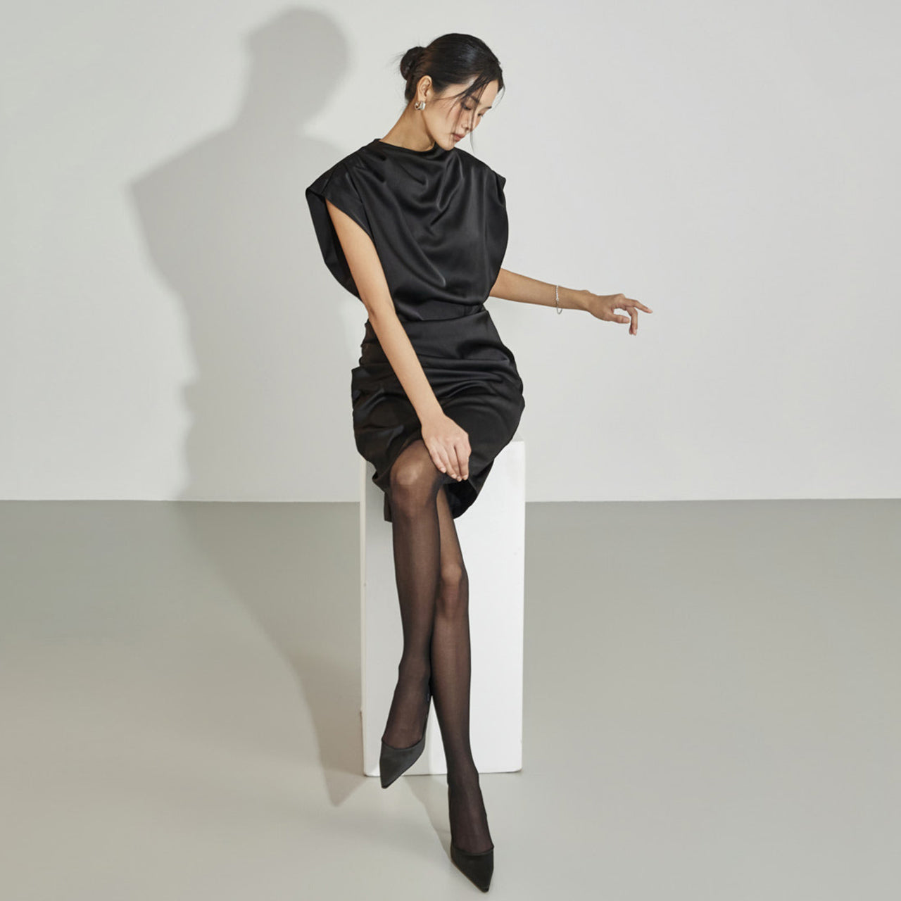 D9570 Drape Mini Dress