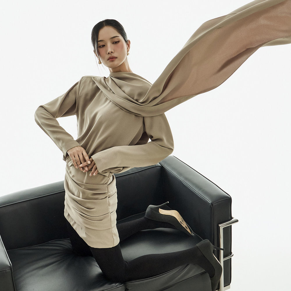 D9573 Drape Mini Dress