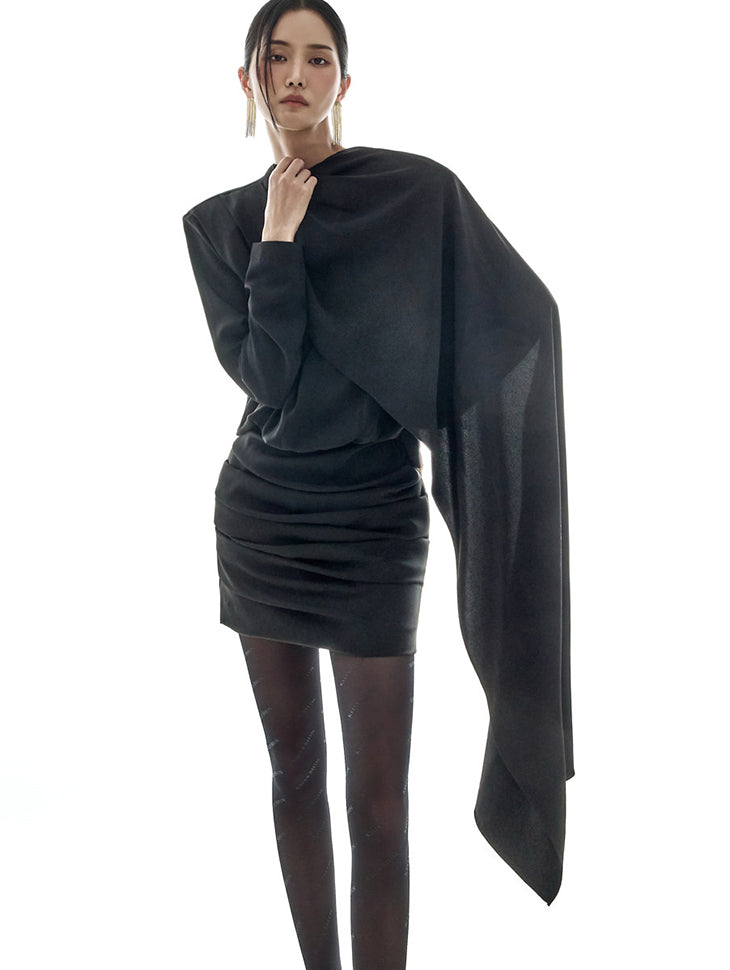 D9573 Drape Mini Dress