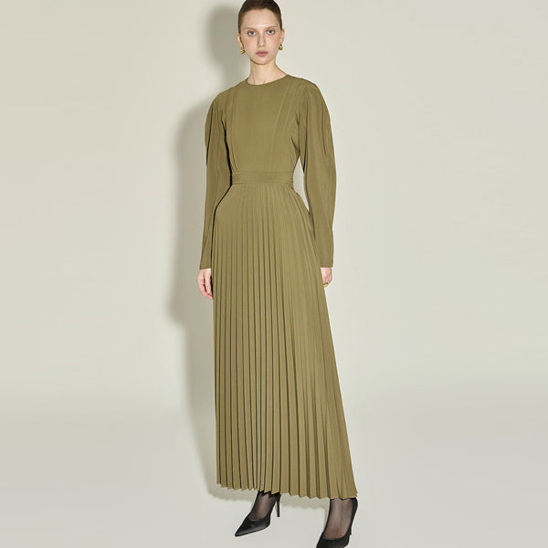 D9583 Pleated Puff Dress