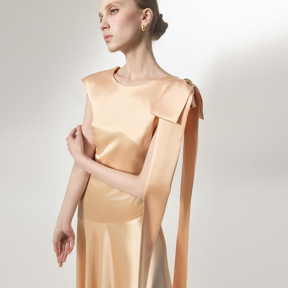 D9590 Satin Maxi Dress