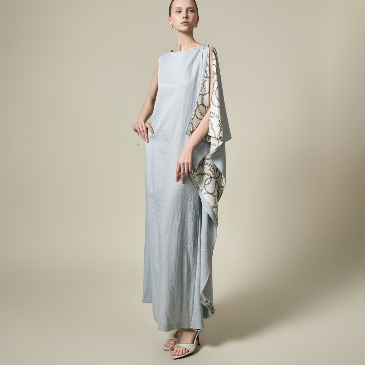 D9593 One-Shoulder Draping Dress