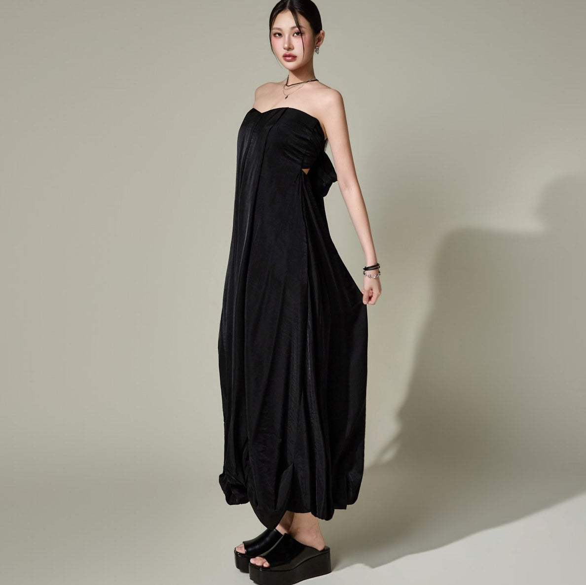 D9608 Tube Top Shirred Dress