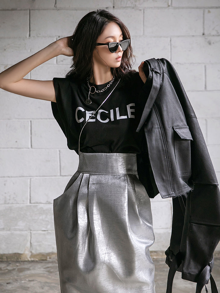 E2506 印花无袖T恤