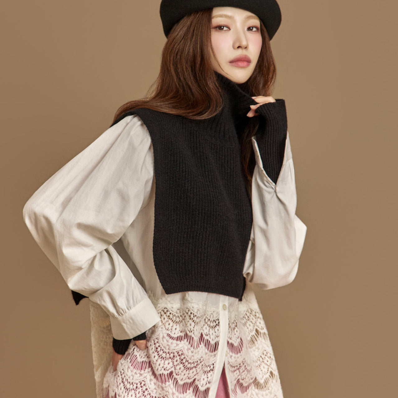 E2889 Turtleneck Knit Vest