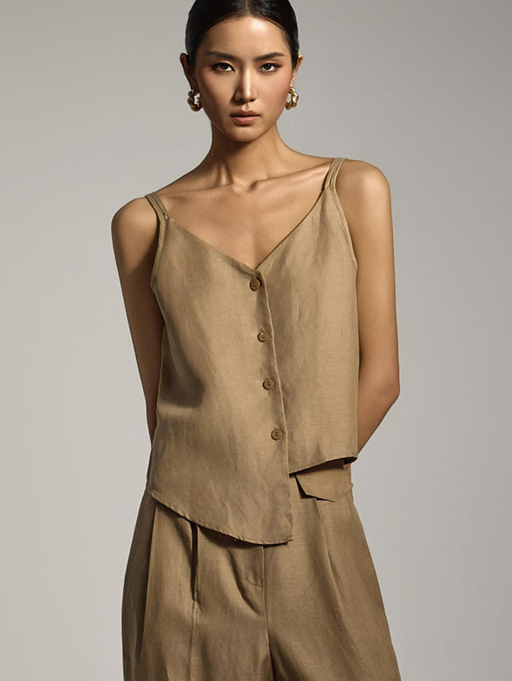 E3407 Linen Sleeveless Top