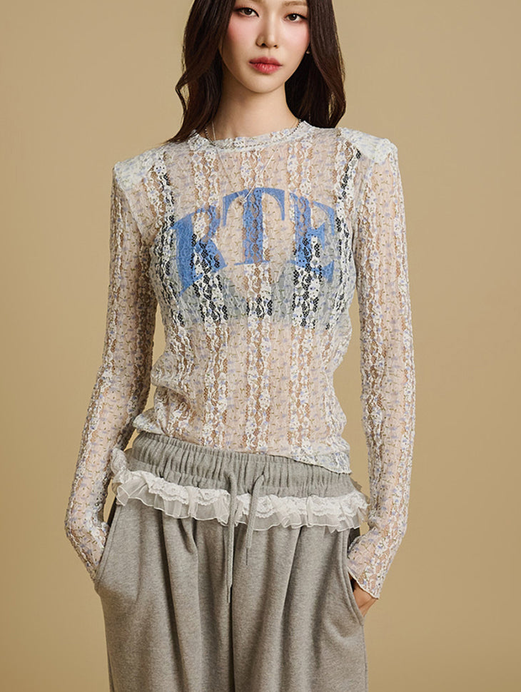 E3709 透视垫肩上衣