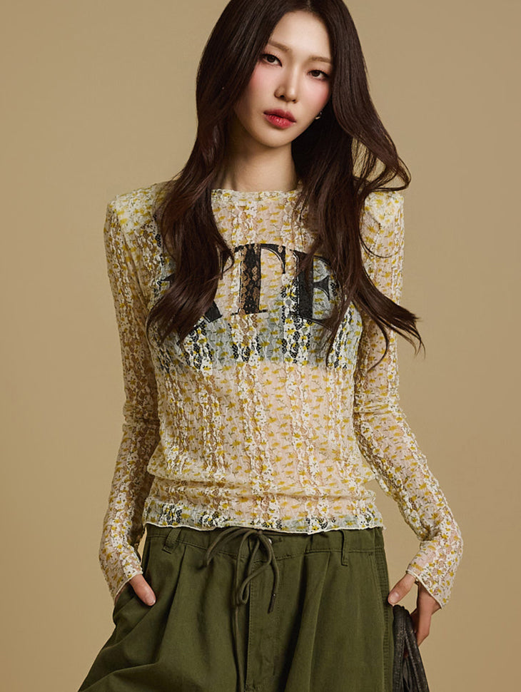 E3709 透视垫肩上衣