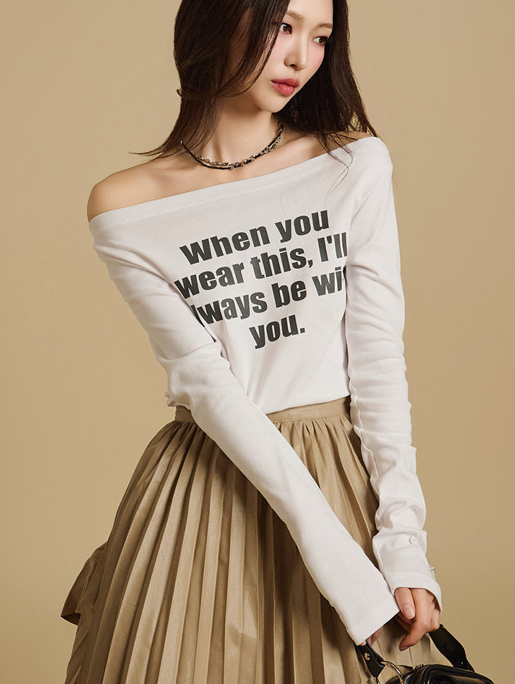 E3714 印花露肩T恤