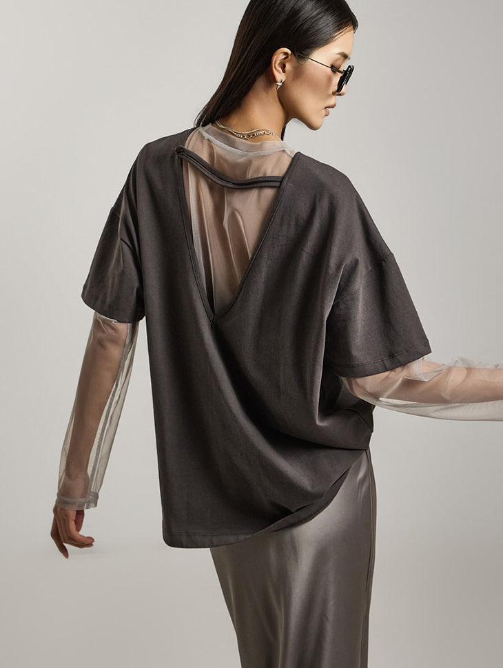 E3732 Back Slit T-shirt