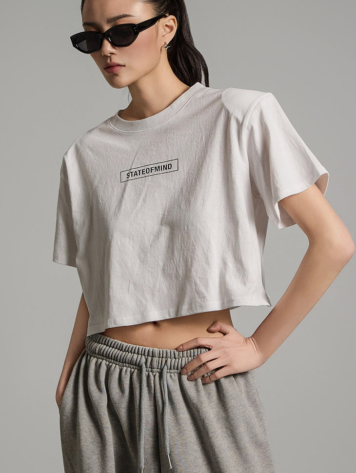 E3735 印花短款T恤