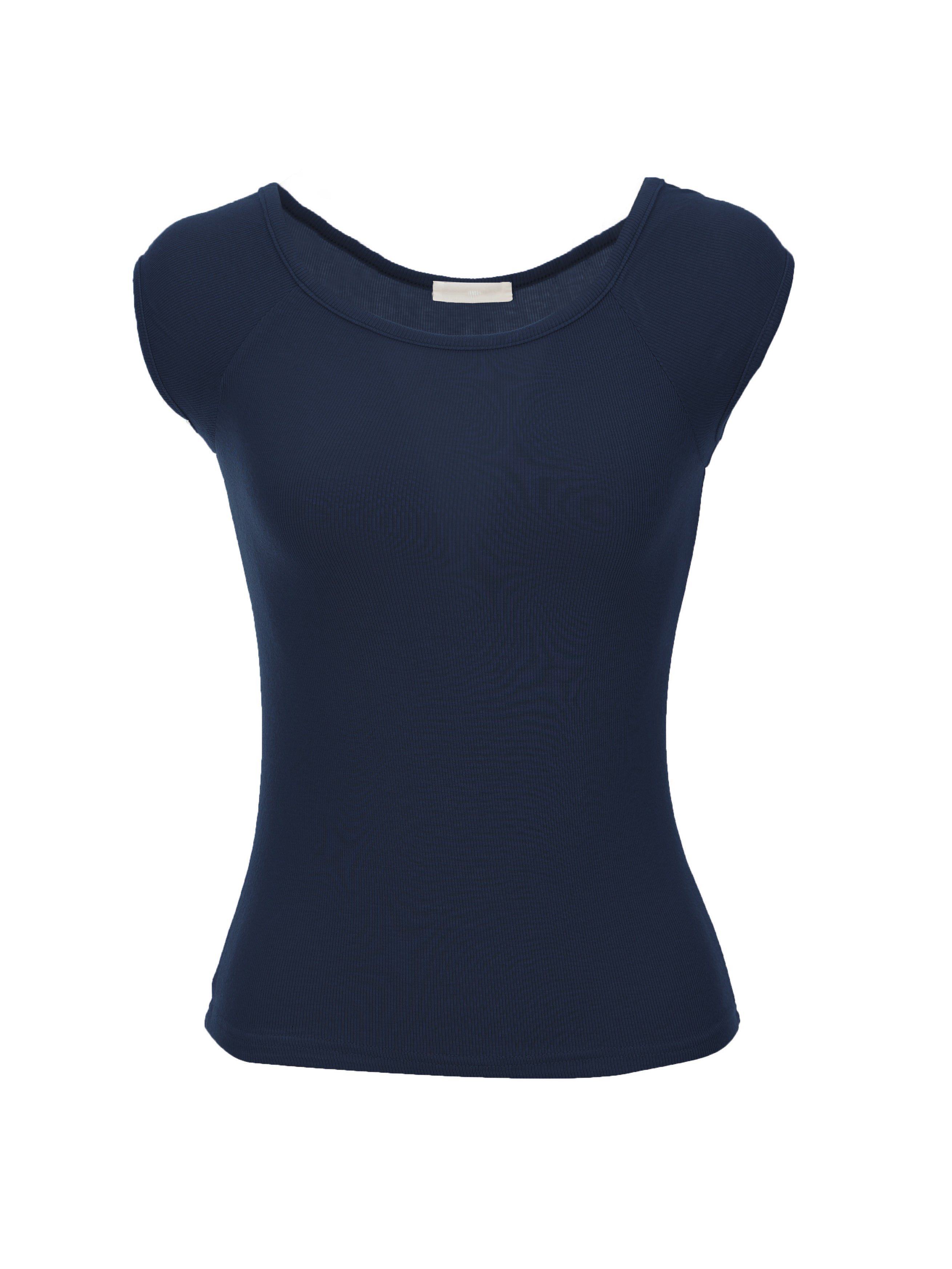 E3747 U-neck Cap Sleeved Top