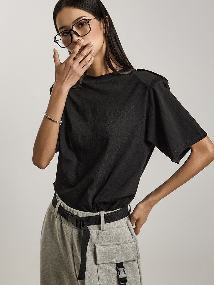 E3753 Shoulder Pad Short-Sleeved T-Shirt