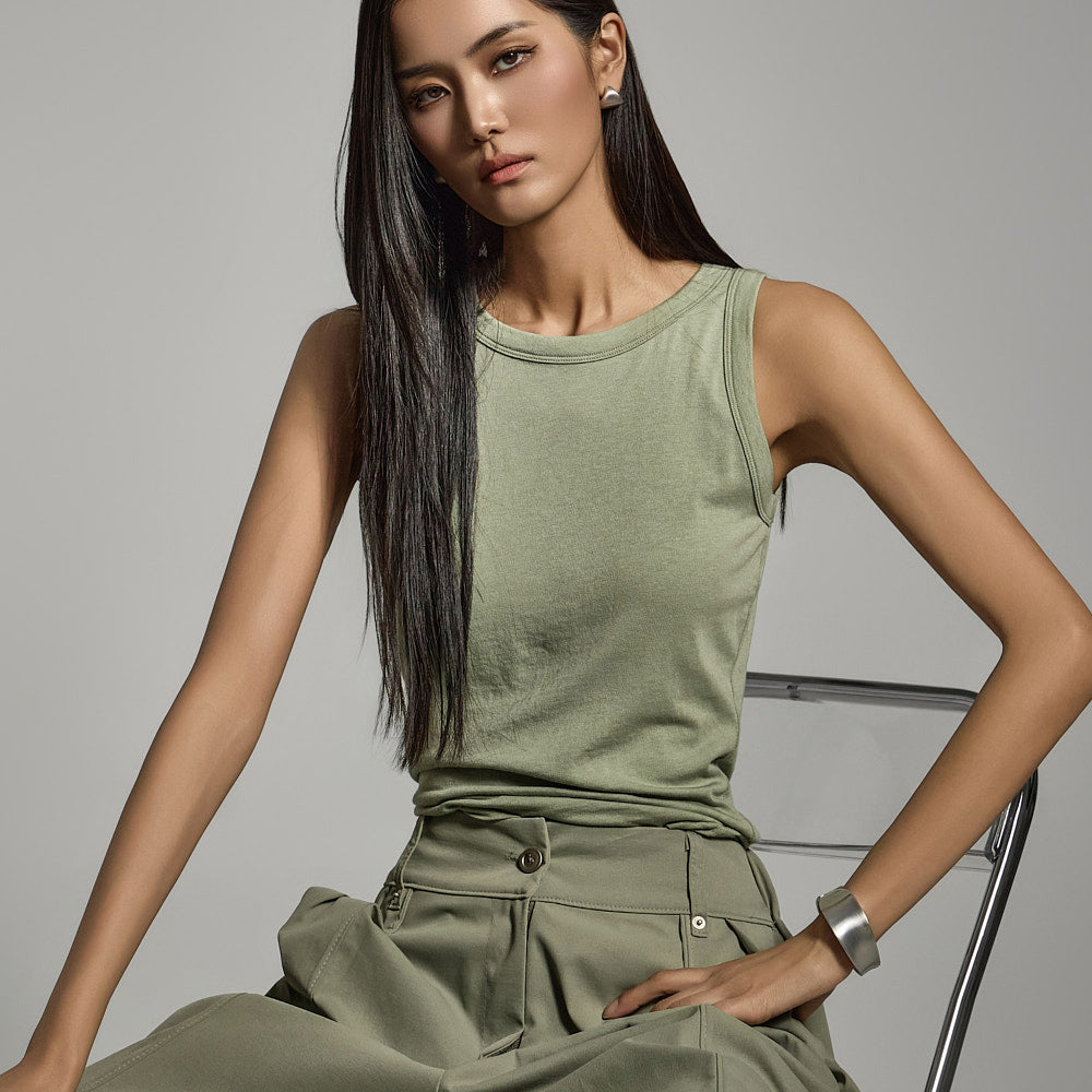 E3778 Patch Sleeveless Top