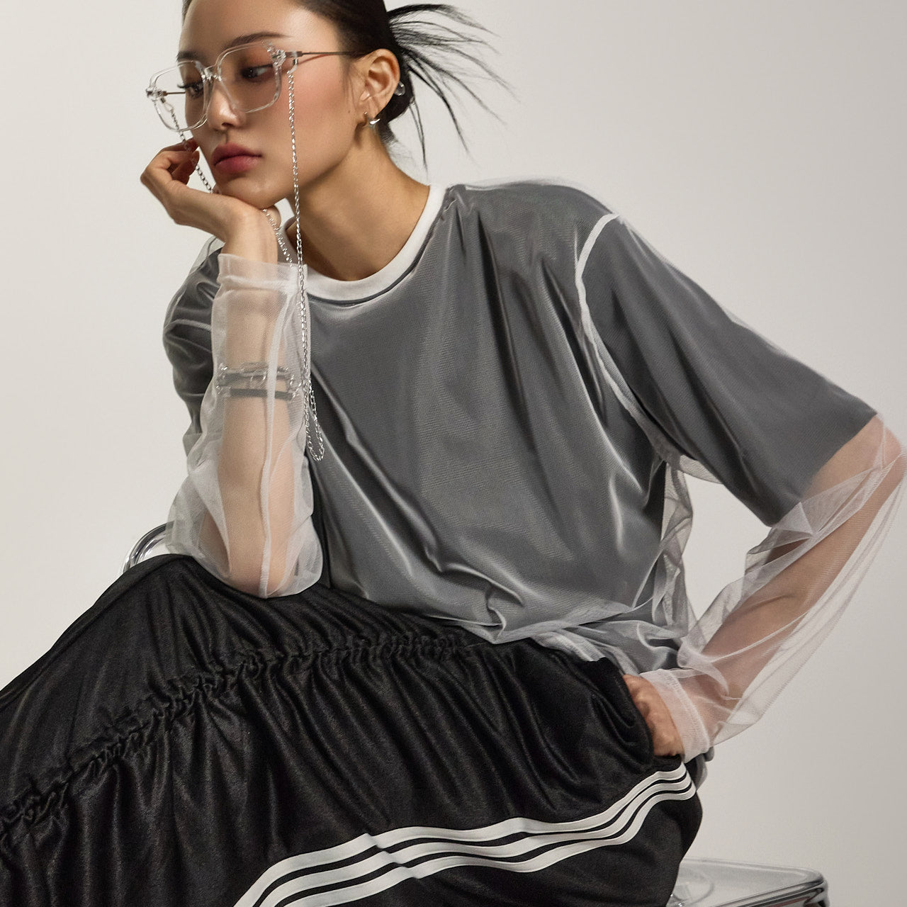 E3796 网状多层T恤