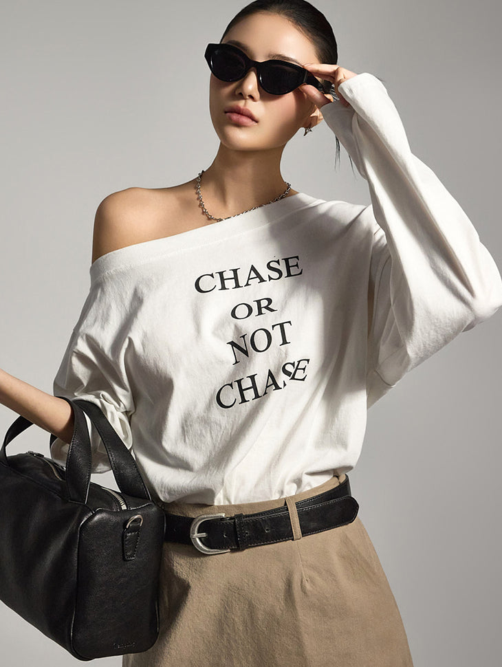 E3797 Asymmetrical Off-Shoulder T-Shirt