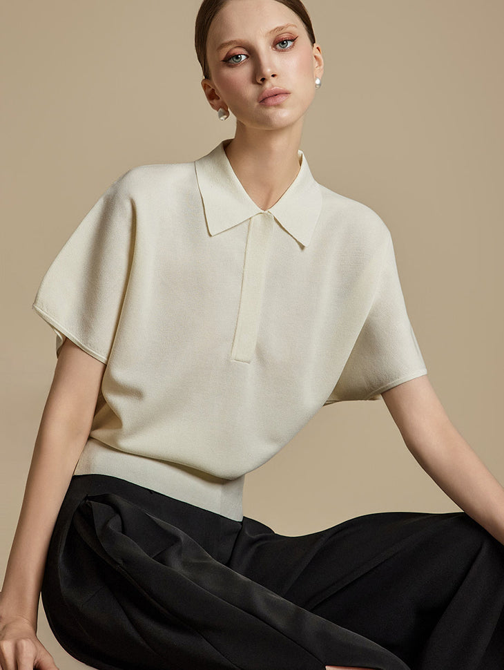 E3833 Collar Knit Top