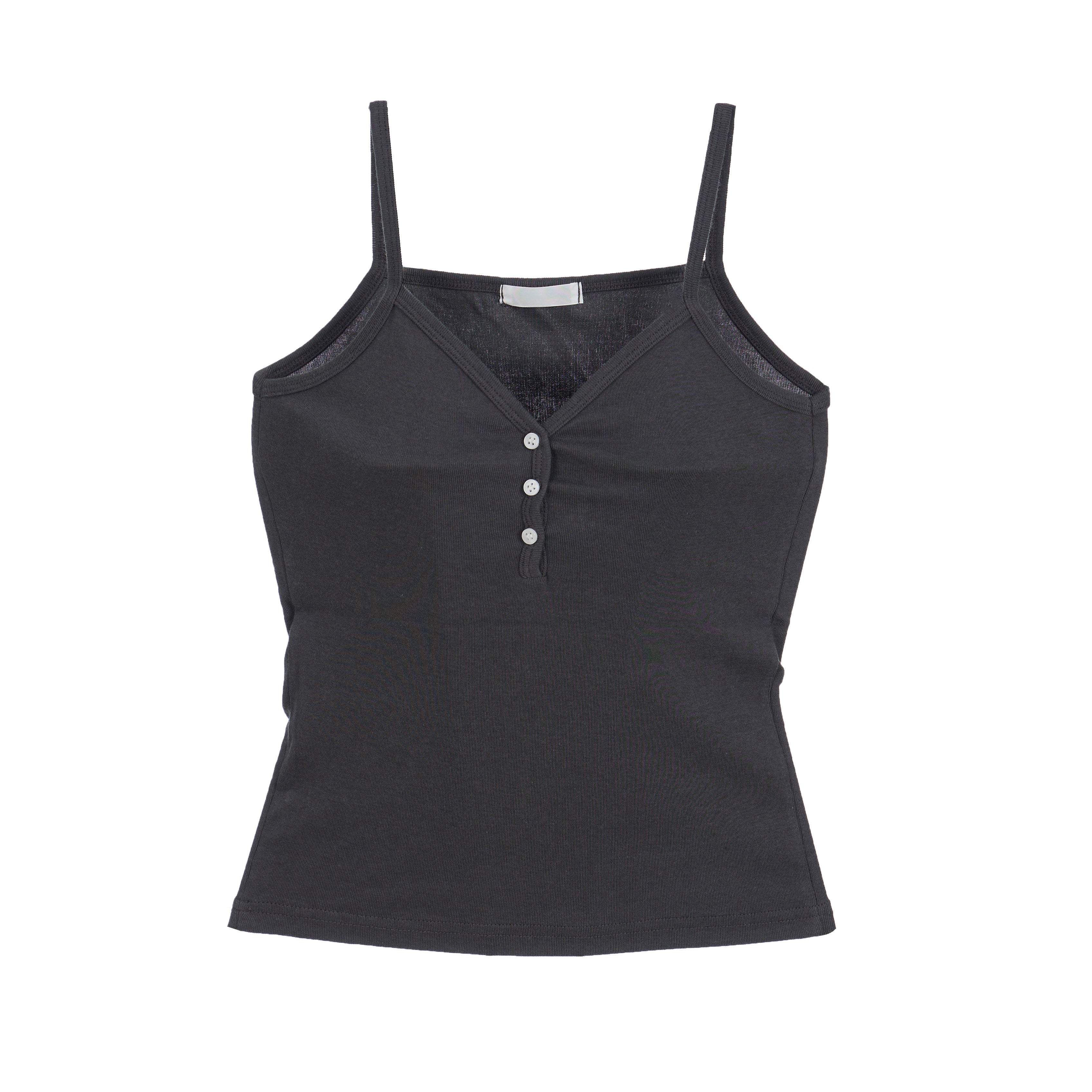 E3835 ボタンノースリーブトップス