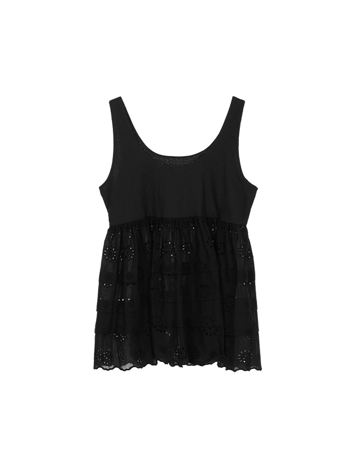 E3842 Eyelet Sleeveless Top