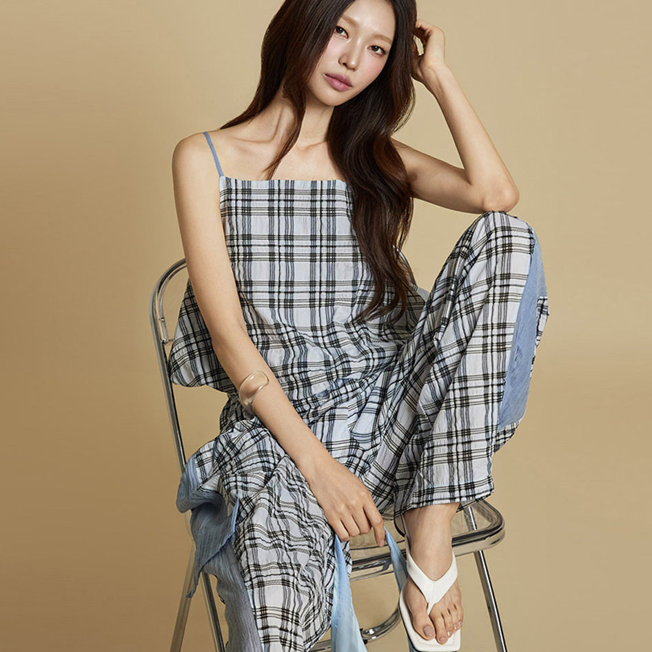 E3871 Check Sleeveless Top