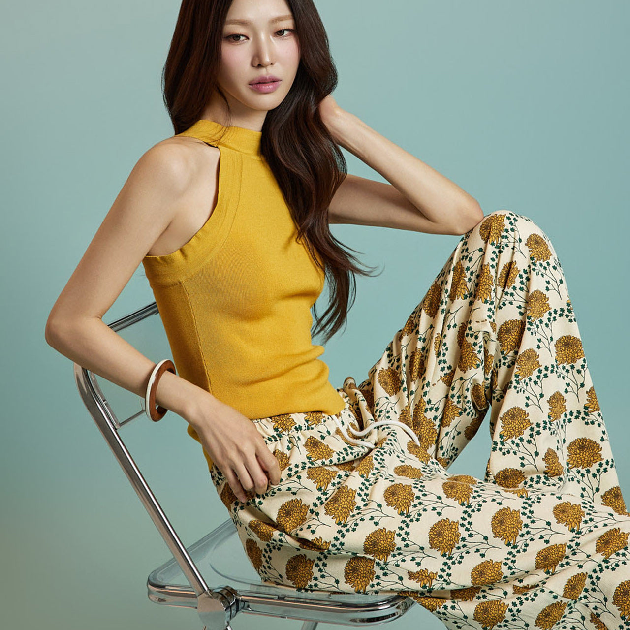 E3873 ホルターネック ノースリーブ トップス