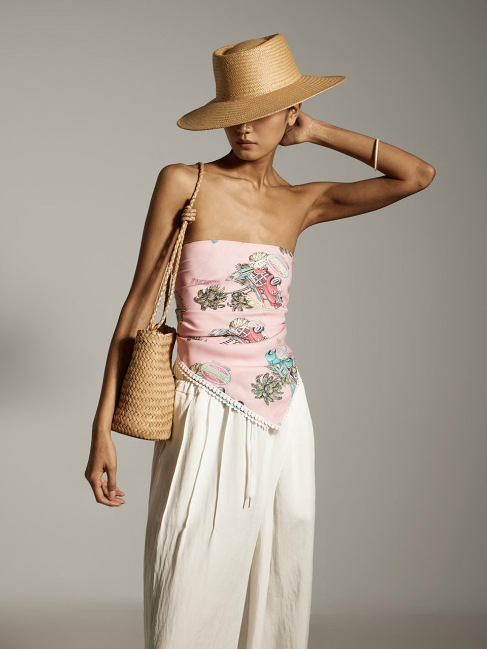 E3874 Scarf Off-Shoulder Top