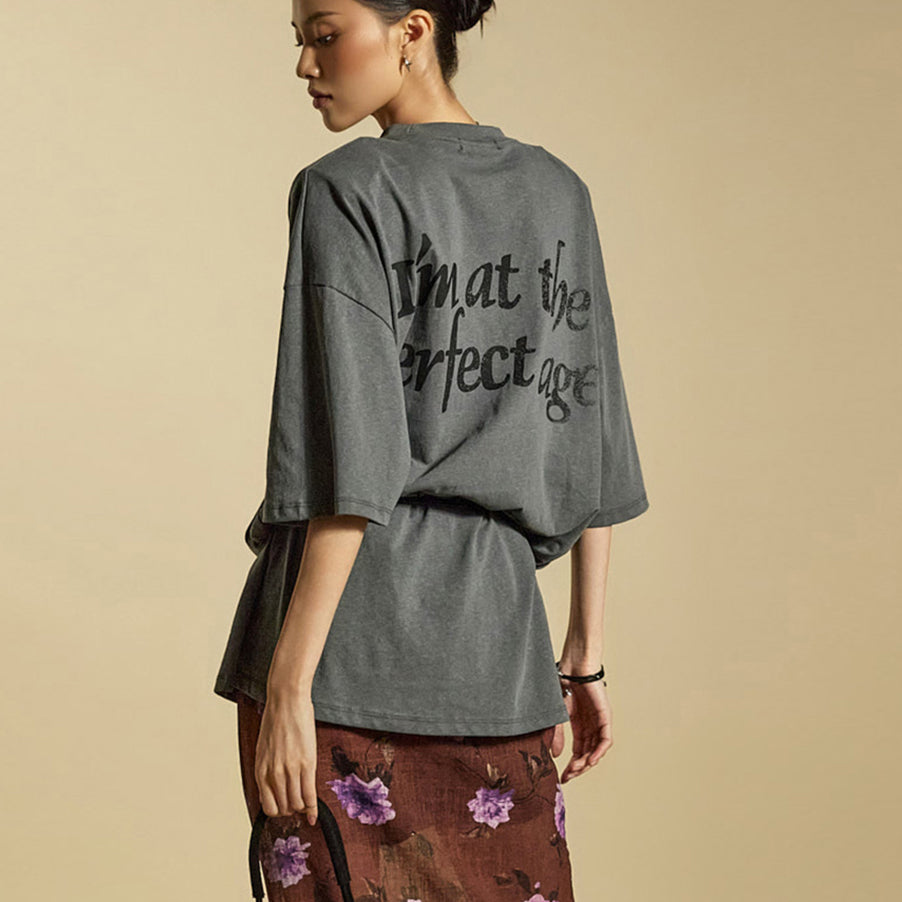 E3917 Printed Shoulder Pad T-Shirt