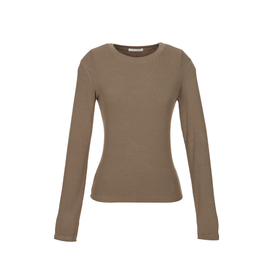 E3931 Ribbed Round-neck Top