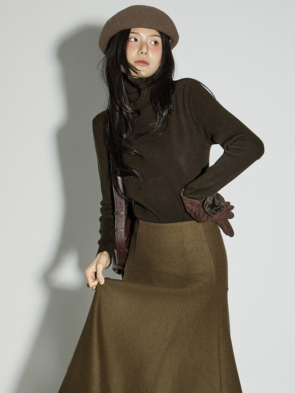 E4054 Ribbed Turtle-Neck Top