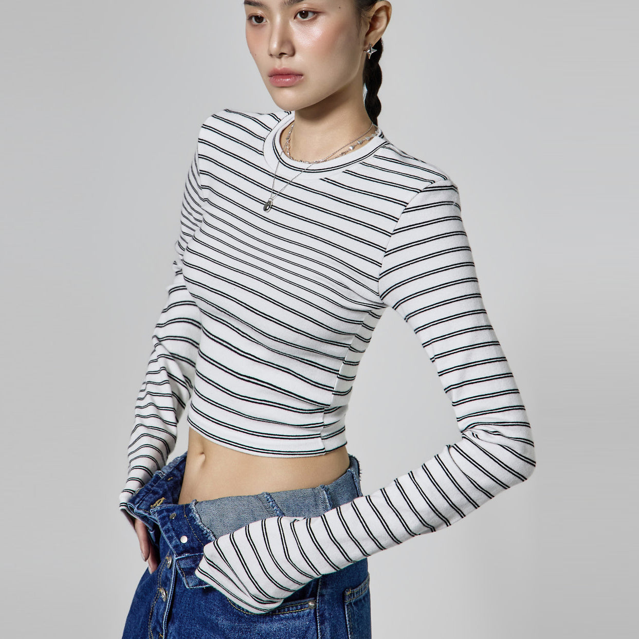 E4124 Striped Crop Top