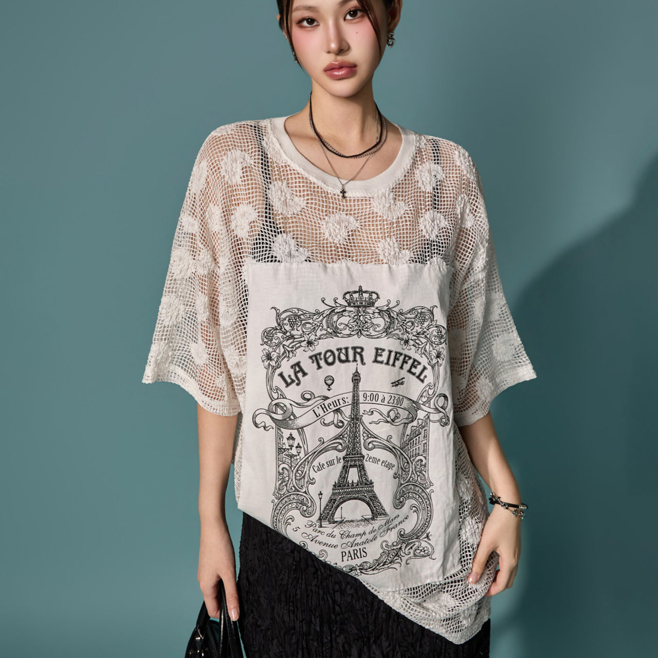 E4347 Lace Mesh Top