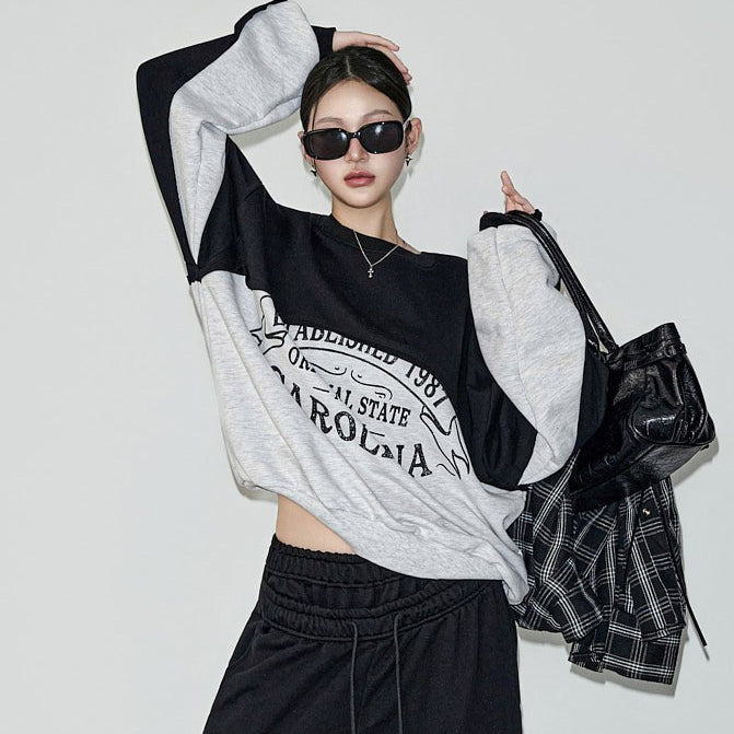 E4372 Lettering Contrast Sweatshirts