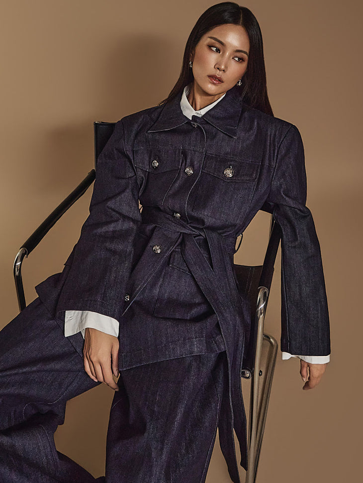 J2371 带肩带牛仔夹克