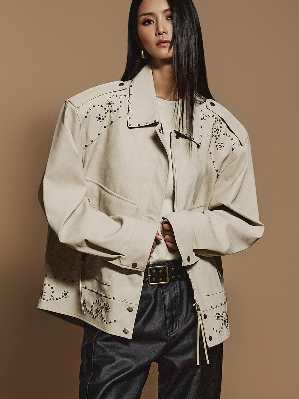 J2383 スタッドスエードジャンパージャケット