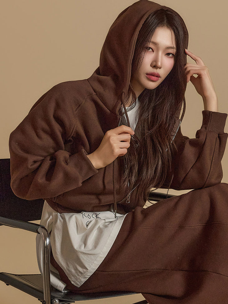 J2609 羊毛衬里拉链连帽衫