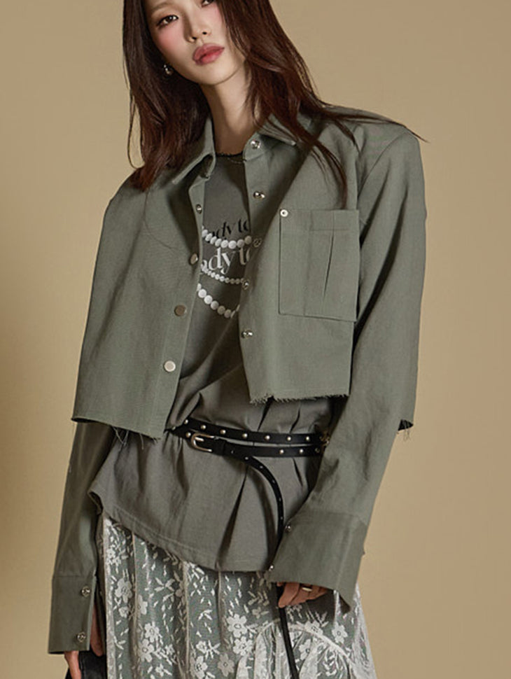 J2635 垫肩短款夹克