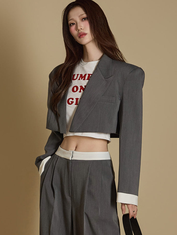 J2637 垫肩短款夹克