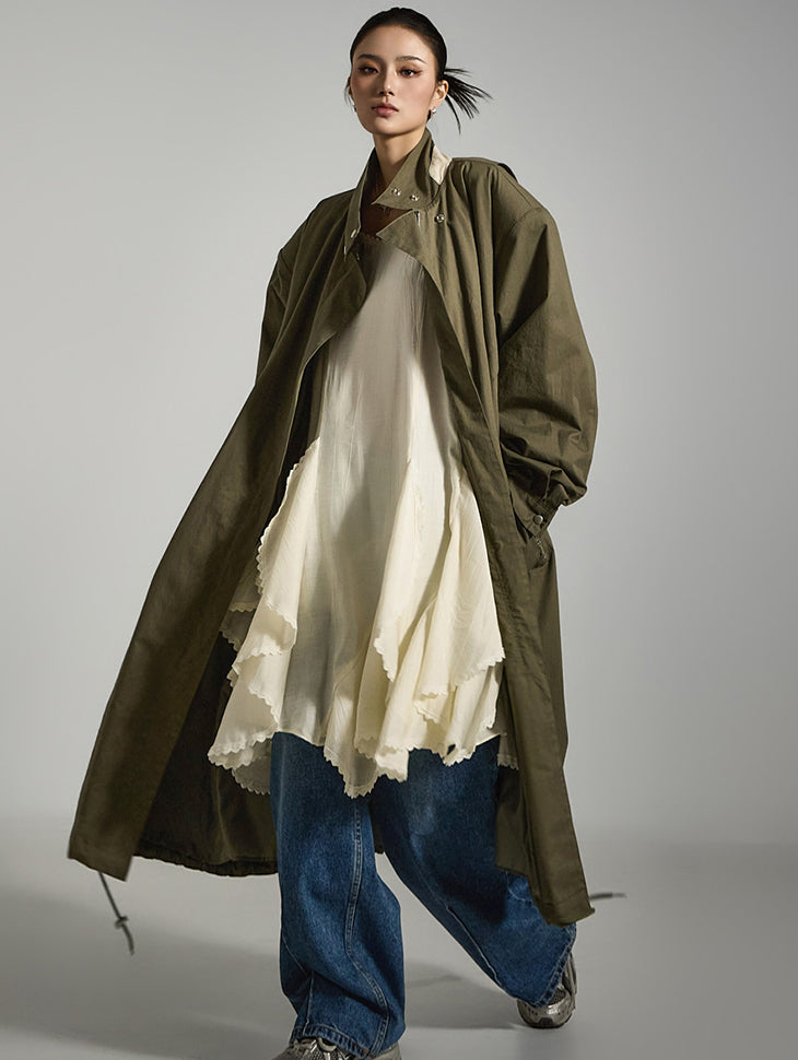 J2651 长款带腰带野战夹克