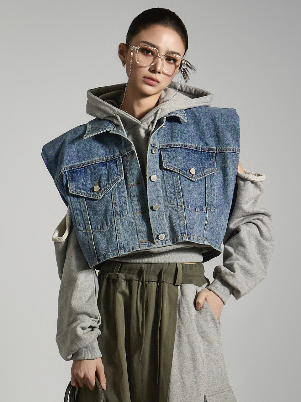 J2667 牛仔垫肩背心