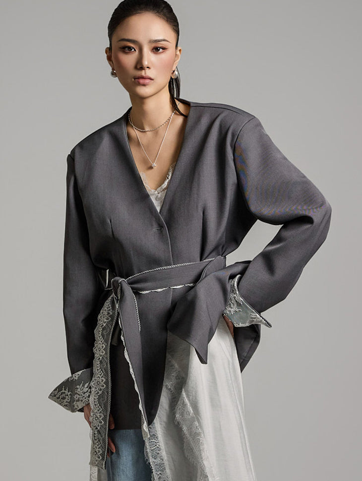 J2690 蕾丝肩带夹克