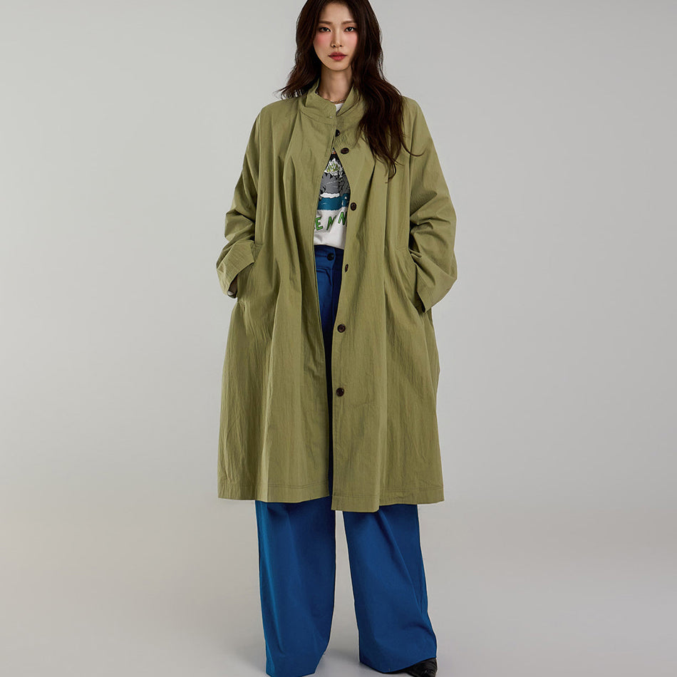J2699 Collarless Trench Coat