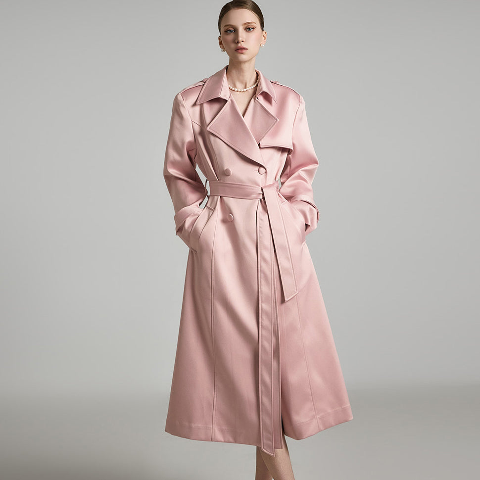 J2703 Satin Trench Coat