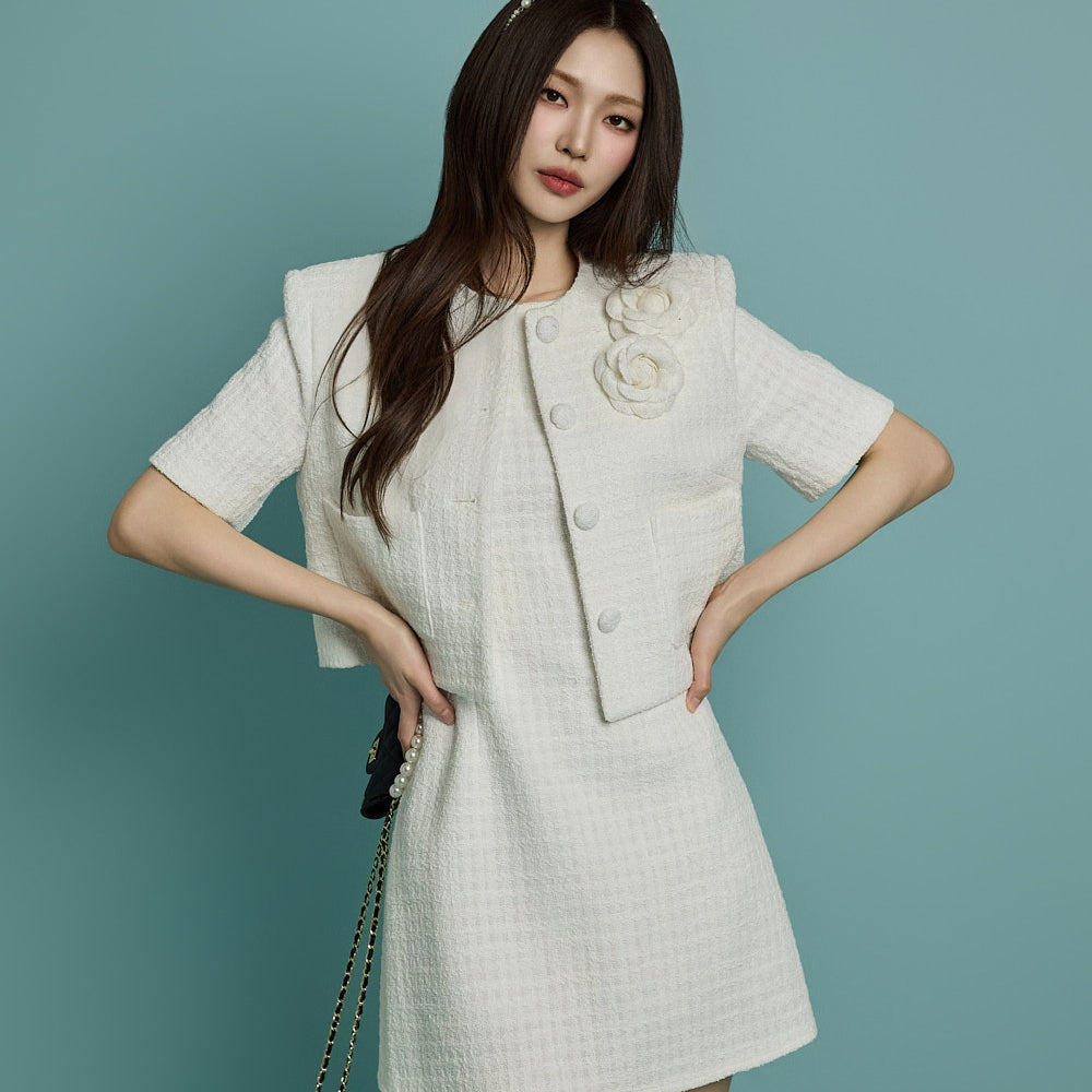 J2722 Tweed Jacket with Corsage