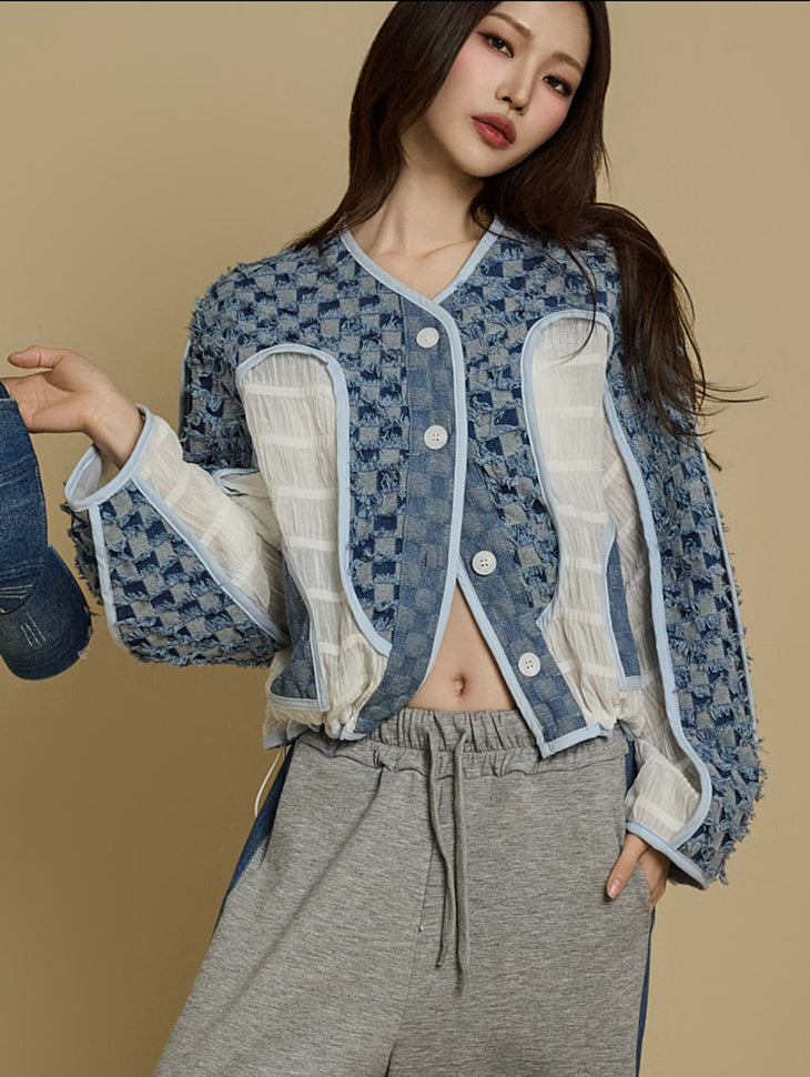 J2725 Denim Contrast Color Jacket