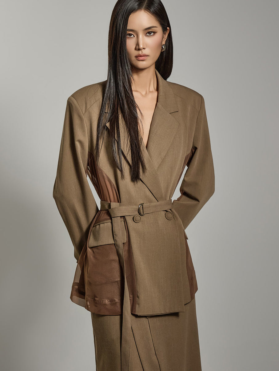 J2729 带腰带的透明夹克