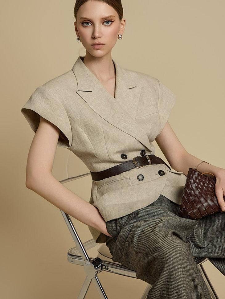 J2770 亚麻背心(配腰带)