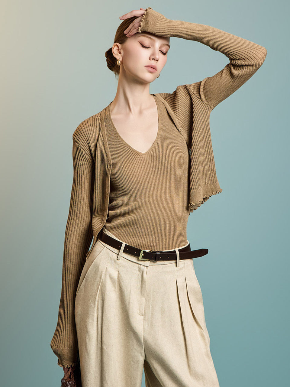 J2788 ホルターネック ノースリーブ セット カーディガン