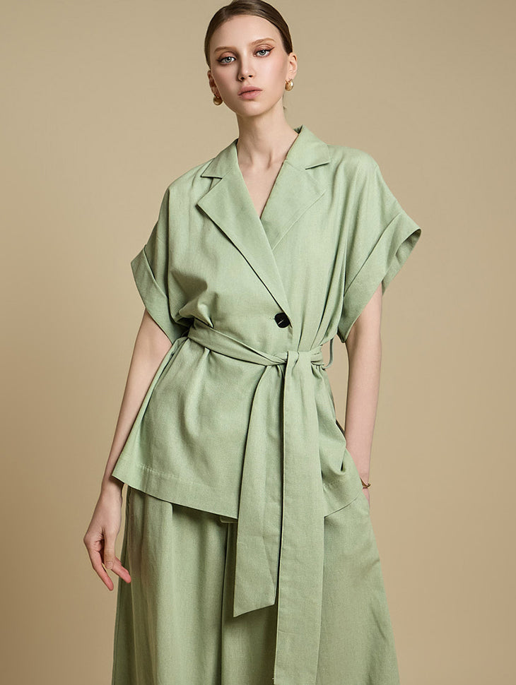 J2789 亚麻背带夹克